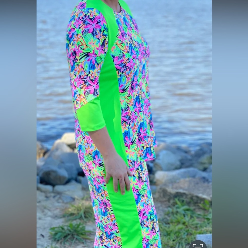 ISO Zadie B Harmony Activewear Neon Floral top and skirt size small.